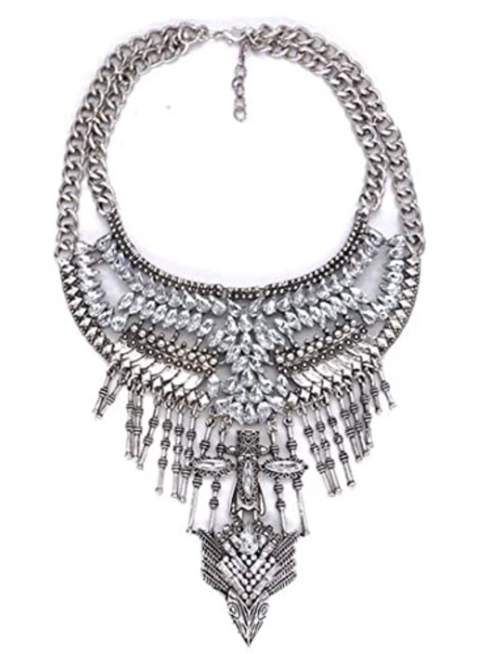 New -  Long Tassel Chunky Boho Coin Statement Necklace For Women Silver